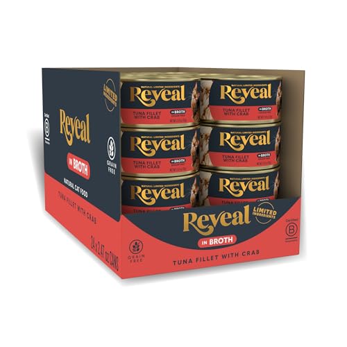 Image of Reveal Tuna Fillet & Crab in Broth Wet Cat Food 2-Pack 2.47 oz Cans | 100% Natural, High Quality Protein, Limited Ingredient, Grain Free, Complementary Food, No Fillers, No Artificial Additives