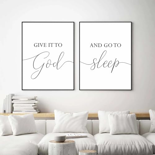 Art mural Donnez-le à Dieu Poster Lettre Noire et Blanche