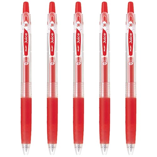 Pilot Juice 038 Retractable Gel Ink Pen (LJU-10UF), Ultra Fine Point, 0.38mm, Red Ink, Set of 5