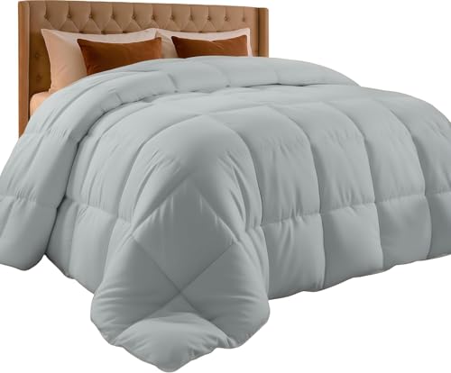 Image of Utopia Bedding Comforter Duvet Insert, Quilted Comforter with Corner Tabs, Box Stitched Down Alternative Comforters California King Size (Light Grey)