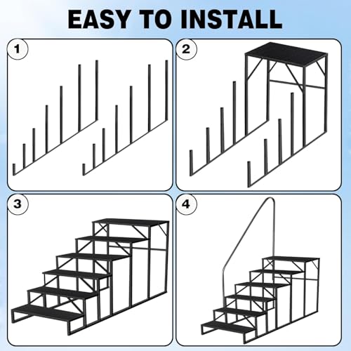 Escalera resistente para piscina elevada con barandales miniatura 5