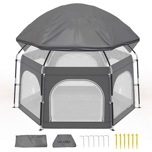 Baby Playpen with Canopy, Portable Outdoor & Indoor Baby...