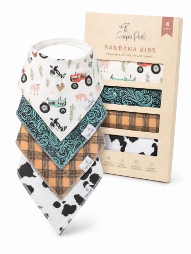 Image of Copper Pearl Baby Bibs 4 Pack, Bandana Drool Bibs for Baby Girl & Boy, Soft Cotton Bibs for Drooling and Teething