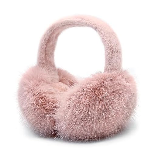 RUIKUNA Women Winter Ear Muffs Fluffy Faux Fur Earmuffs Foldable Ear Warmer Girls Soft Ear Covers (A-pink)