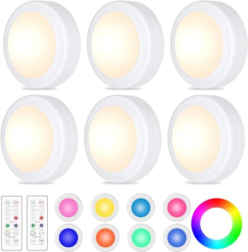 6 Stück LED Schrankbeleuchtung Unterbauleuchte Fernbedienung 16 Farben RGB