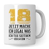 Pagma Druck Tasse 18. Geburtstag Geschenk, Volljährig Geschenkidee Becher, 18 Jahre alt Kaffeetasse, Junge Mädchen Geburtstagsgeschenk (Weiß/Weiß)