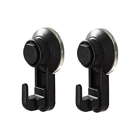 2-Pack Powerful Vacuum Suction Hooks ABS Wall Hanger Hooks for Key Towel Coat Bathroom Kitchen Black Cover