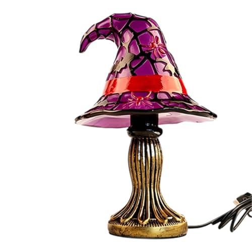Décor lampe Halloween et chapeau de sorcière en résine pour bureau et anniversaire