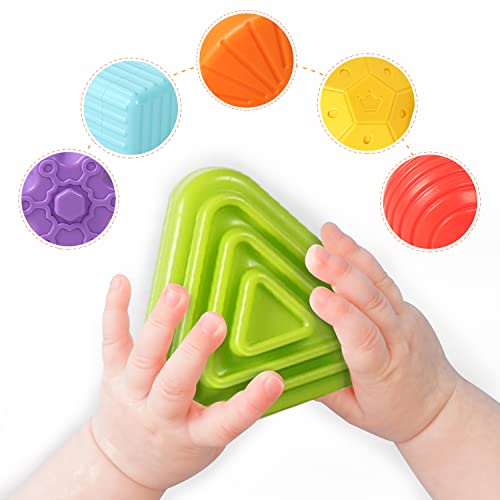 Tiyol Shape Sorter Baby Toys 12-18 Months, Montessori Learning, Developmental Toys, Storage Cube Bin & 6 Sensory Shape Blocks, Fine Motor Skills, Birthday Gifts Toddler Boy Girl Age 1 2 3（6 Pieces） #TOP2