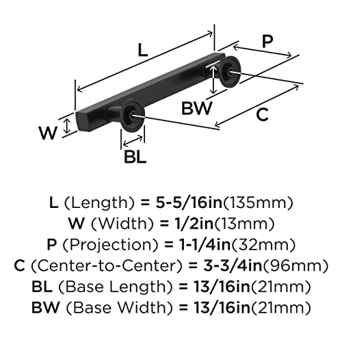 Amerock Corp BP37104MB Everett Pull, 3-3/4 in (96 mm) Center-to-Center, Matte Black by Amerock - Image 5