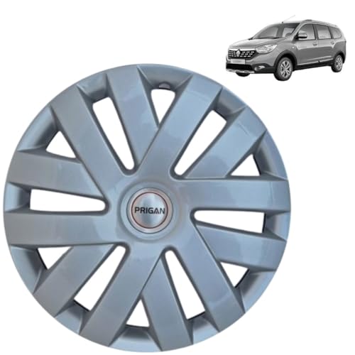 Image of PRIGAN Wheel Cover for Renault LODGY 15 Inch Silver Wheel Cap (Available in 15 Inch) (Set of 4 Pcs) (Press Fitting) Model- Polo Silver-15