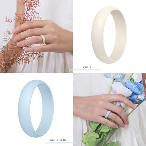 Egnaro Women's Silicone Eternity Rings, 5.5mm Wide 2mm Thick Wedding Rubber Bands, Comfort Workout Variety For Outfit4