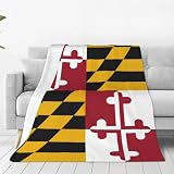 Maryland Flag Throw Blanket for Couch Sofa Plush Fleece Bed Blanket Lightweight Comfy Flannel...