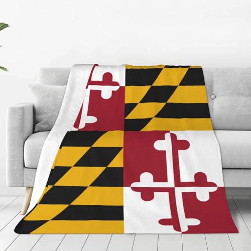 Maryland Flag Throw Blanket for Couch Sofa Plush Fleece Bed Blanket Lightweight Comfy Flannel Blankets Ultra-Soft Warm Blanket Throw for Home Camping Travel Gifts (50"x40")