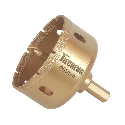 Image of Brazed Diamond 2-1 /2 inch Hole Saw with Center Drill Bit | Ceramic, Porcelain, Tile, Glass, Granite Quartz, Marble, Gemstone, Dry Drilling, 65mm