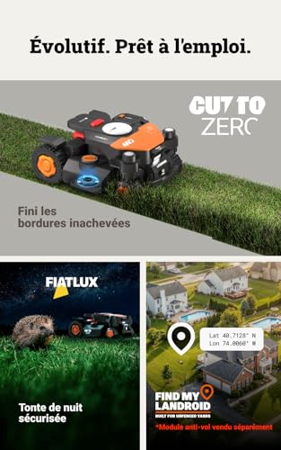 Robot tondeuse sans fil WORX VISION CLOUD 4WD Jusquà 4000 m² WR344E caméra IA pente 84% VSLAM+RTK Cloud Cut to Zero - vue 9