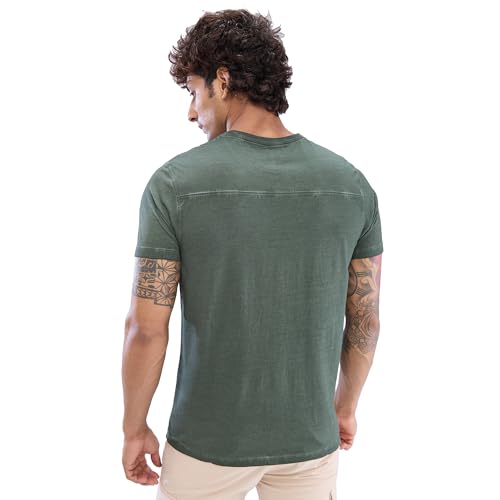 Image of Spykar Men's Comfort Fit Round Neck Half Sleeve Solid Casual T-Shirt