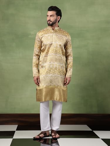 Image of SOJANYA (Since 1958 Men's Silk Banarasi Design Long Kurta