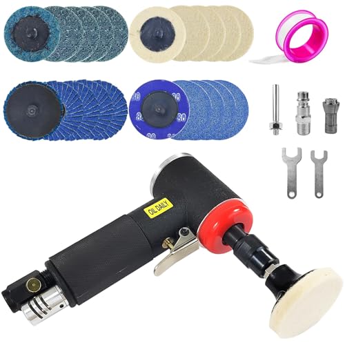 mini Juego de Lijadora de Aire Comprimido, Kit para Pulidora Coche, Amoladora Pequeña, Lijadora Neumática, Mini Amoladora Eléctrica de Alta Velocidad con Kit de 20 Discos Intercambiables
