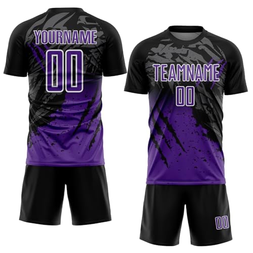 Customized Soccer Jerseys Purple Gray and Black,