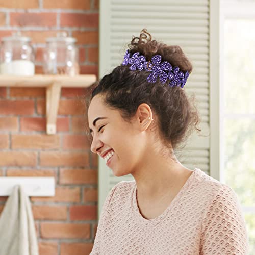 2 Piezas Pinzas para el Cabello con Flores de Cristal para Coleta y Moño, Rosado y Violeta miniatura 6
