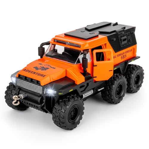 BGHSCA 1/32 Conqueror Armored Car Model，Diecast Armoured Vehicle Toy with Sound and Light, Collectible Pull Back Toy Car for Adult Kids Boys Girls Birthday Gift Orange