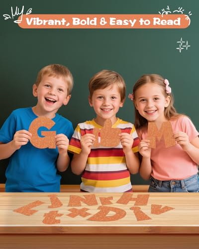Image of 249 Pcs Glitter Bulletin Board Letters, Numbers and Punctuation 4 Inch | Cut Out Letters for Bulletin Board Decorations, Poster Board Letters Alphabet Cutouts for Classroom Wall Decor (Orange)