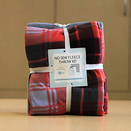 Plaid Madras AntiPill Premium NoSew Throw Fleece Fabric Kit (50x60