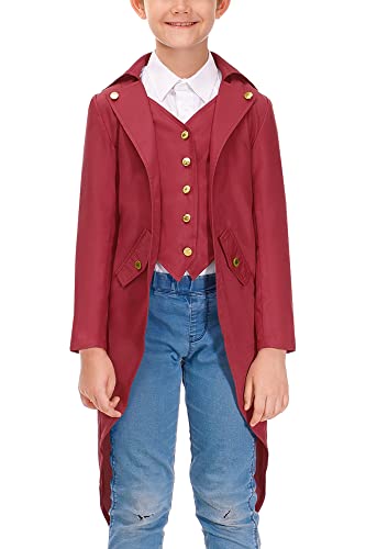Besserbay Kid Boys Vampire Gothic Tailcoat Renaissance Steampunk Vintage Medieval Red Tuxedo Jacket Plagu Costume 5-6 Years #TOP24
