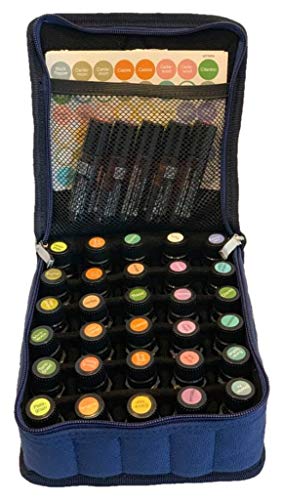 Hytek Gear Essential Oil Carrying Case Holds 30 or 56 Bottles 5ml-15ml - Perfect for Traveling with Oils! Multiple Colors! (30 Vial) (30 Vial, Dark Blue)
