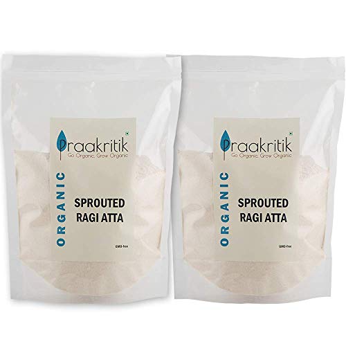 Praakritik Organic Sprouted Ragi Atta – 100% Natural Sprouted Finger Millet Flour – Nachni Atta – Kelvaragu Flour – Rich in Calcium & Protein – Sprouted Ragi Flour – 1KG (500GM x 2) Praakritik Organic Sprouted Ragi Atta – 100% Natural Sprouted Finger Millet Flour – Nachni Atta – Kelvaragu Flour – Rich in Calcium & Protein – Sprouted Ragi Flour – 1KG (500GM x 2)