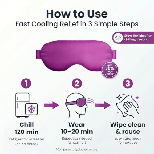 Image of Cooling Eye Mask for Puffy Eyes: Fsa Eligible ltems Hsa, Migraines Headache Fast Relief After Surgery Care Cold Compress, Reusable Face Ice Pack Gel for Dark Circles, Gentle Weighted Sleep Mask Purple