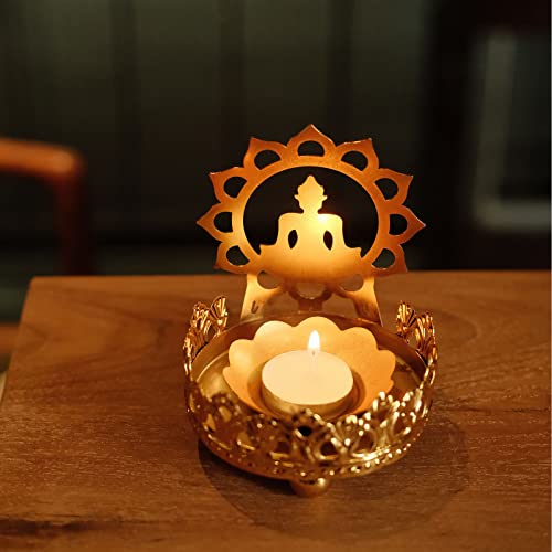 Allace Shadow Buddha Candle Holder, Gold Cast Votive Tealight Holders For Zen/Yoga/Table/Meditation/Home Decor, Wedding Centerpieces, Valentines Dinner, Garden Tub, (Buddha) #TOP2