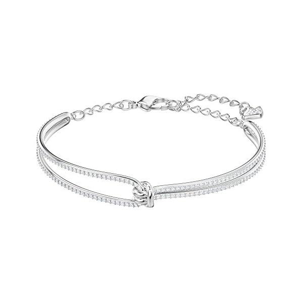 SWAROVSKI Lifelong Bangle Bracelet, Lovers Knot Design with Delicate Clear Crystal Pavé on a Rhodium Finish Setting, Part of the Swarovski Lifelong Collection