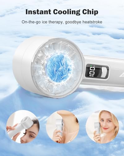 Image of AMACOOL Handheld Fan with Ice Cooler, Mothers Day Gifts for Mom Her Women Girl, Mini Portable Cooling Fan, Small Yet Powerful, Personal Hand Fans for Men Travel Essentials Beach Outdoor Makeup