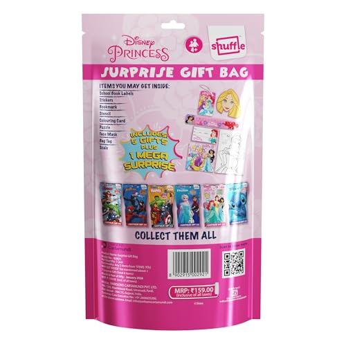 Image of Shuffle Disney Princess Surprise Gift Bag for Girls | 6-in-1 Activity & Stationery Kit with Mega Surprise | Birthday Return Gift