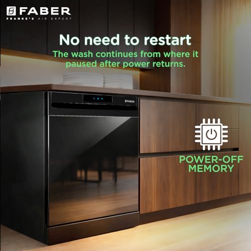 Image of Faber 14 Place Free Standing Dishwasher|6 Wash Programs| LED Display| Adjustable Racks | Half Load Wash| 2Yr Comprehensive & 10Yr Cavity Warranty |FFSD 6PR 14 S BK Digital, Black Finish