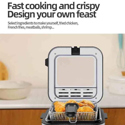 Elektrische friteuse van 2,5 liter, elektrische friteuse van 1000 W, roestvrijstalen vetfrituurmachine op aanrecht, aanrecht van friteuse met verwijderbare mand en kijkvenster, voor restaurant thuis - Afbeelding 6