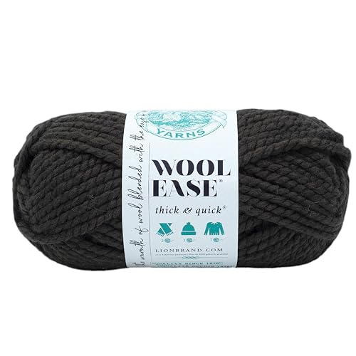 Image of Lion Brand Yarn Wool-Ease Thick & Quick Yarn, Soft and Bulky Yarn for Knitting, Crocheting, and Crafting, 1 Skein, Black Walnut | Super Bulky Wool Acrylic Blend Fiber for Soft Hats, Sweaters, Chunky Blankets, Yarn for Crochet, Knitting, Crafts, Weaving