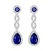 EVER FAITH Women's Cubic Zirconia 8 Shape Infinity Bridal Pierced Dangle Earrings Blue Silver-Tone