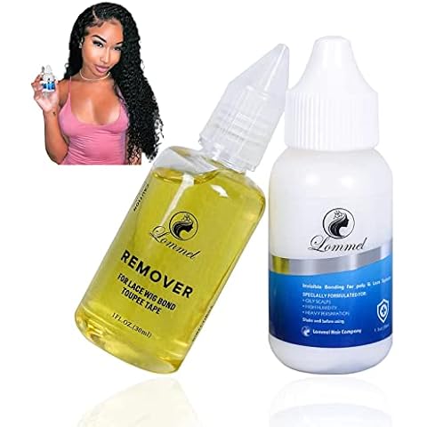 LOMMEL Lace Glue Strong Hold Wig Glue 1.3OZ Waterproof Lace Front Wig Glue Invisible Strong Bonding Lace Glue Latex-Free and Oil-Resistant Hair Glue (1.3OZ Wig Glue and 1.0OZ Wig Glue Romover) Cover