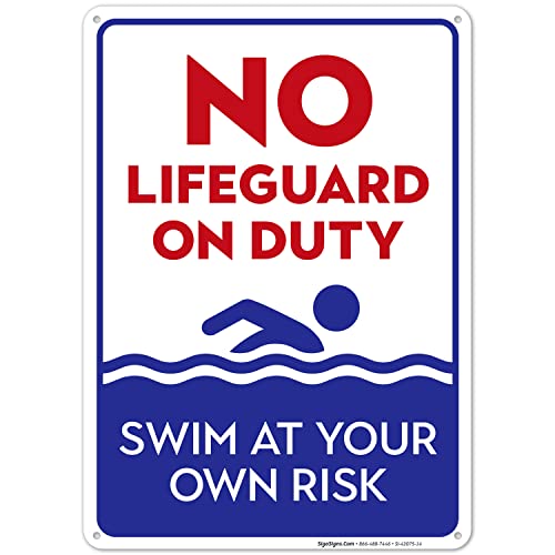 No Lifeguard On Duty Sign Blue Pool Sign