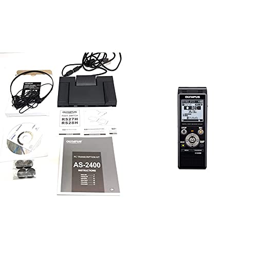 OLYMPUS kit de transcription AS-2400 & WS-853 | Enregistreur vocal numérique avec microphones stéréo intégrés, équilibreur vocal, suppression du bruit, mode simple, filtre passe-bas et mémoire de 8 Go