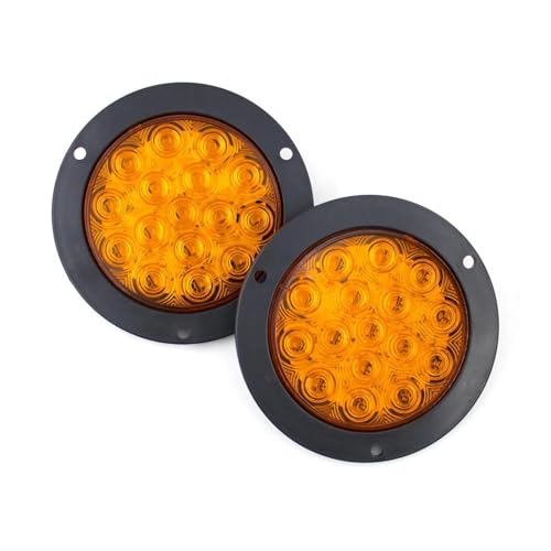 Feux arrière ronds clignotant jaune et feu stop 4 pouces universel 12V 24V 2 pièces