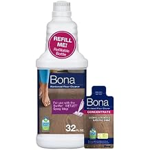 Bona Hardwood Floor Cleaner Bottle for use with Swiffer WETJET Spray Mop, makes 64 Fl Oz - Includes Filled Bottle + Concentrate Refill for Wood Floor Cleaning