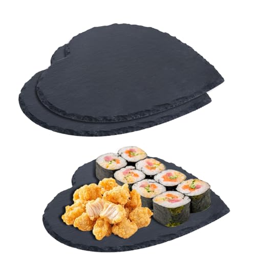 2 piatti in ardesia, 20 x 20 cm, per sushi, piatto da portata per formaggio, tavola per metà vita, decorazione da tavolo