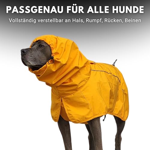 Spark Paws Hunderegenmantel, wasserdichte Winddichte Regenjacke, für kleine, mittlere, große und extra große Hunde, reflektierend, atmungsaktiv, mit vollständigem Körperschutz - Mustard Yellow - L