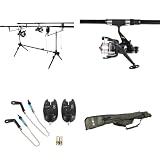 FISH-XPRO Set pesca carpa completo 2 canne - Mulinelli - Segnalatori - Swinger - Rodpod - Borsa - Kit carpfishing per principianti ed esperti - 5