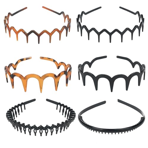6 Pcs Zig Zag Hair Band - Non-Slip Plastic Teeth, Fashionable Women's Hair Accessories, Suitable for Girls