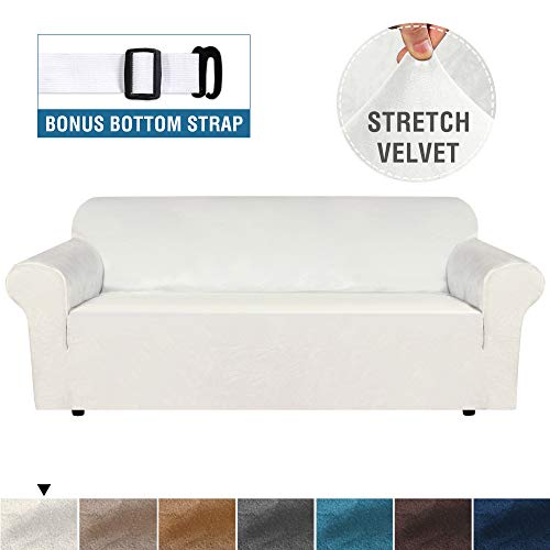 H.VERSAILTEX Stretch Sofa Cover Velvet Plush Couch Covers for 3 Cushion Couch Covers